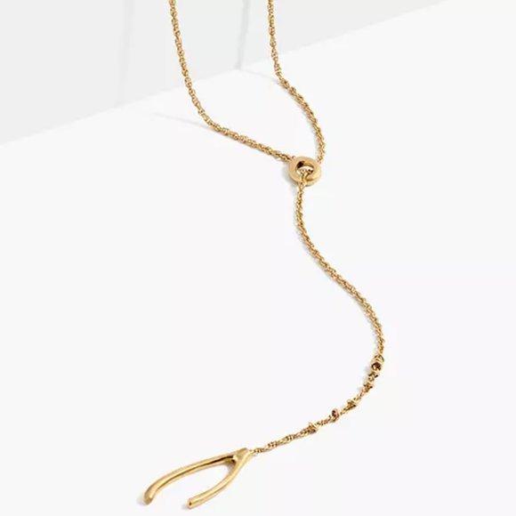 Madewell Brass Wishbone Lariat Necklace